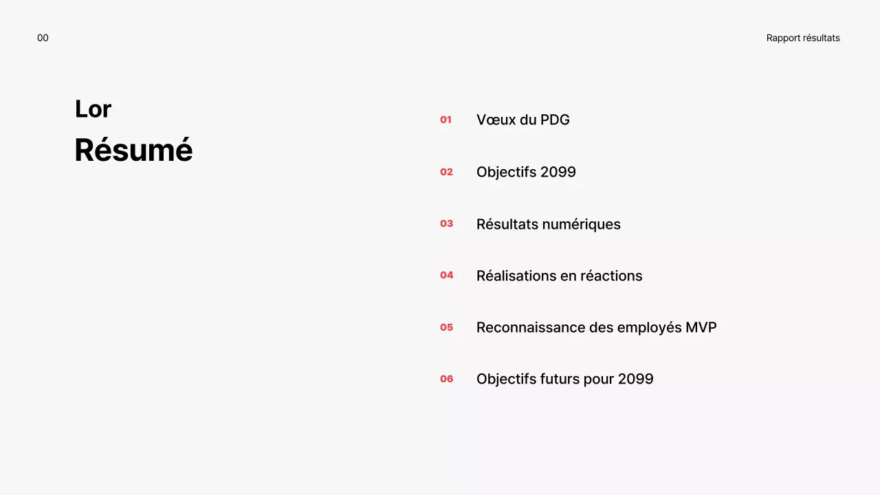 Rapport de performance de fin d'année simple avec des accents rouges