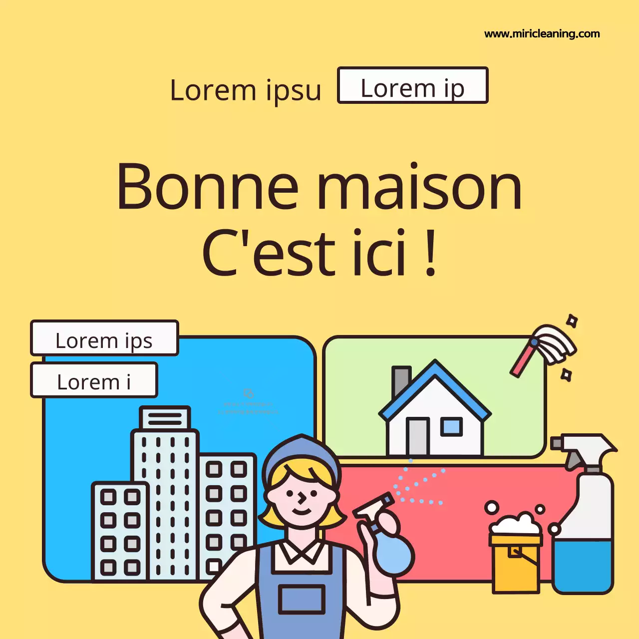 Faites la promotion de votre entreprise de nettoyage jaune et mignon
