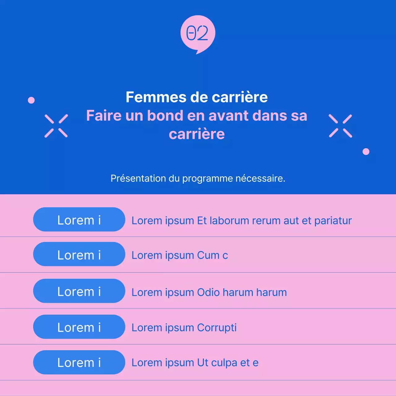 Promouvoir le programme moderne bleu et rose "Women's Career Leap" (Saut de carrière pour les femmes)