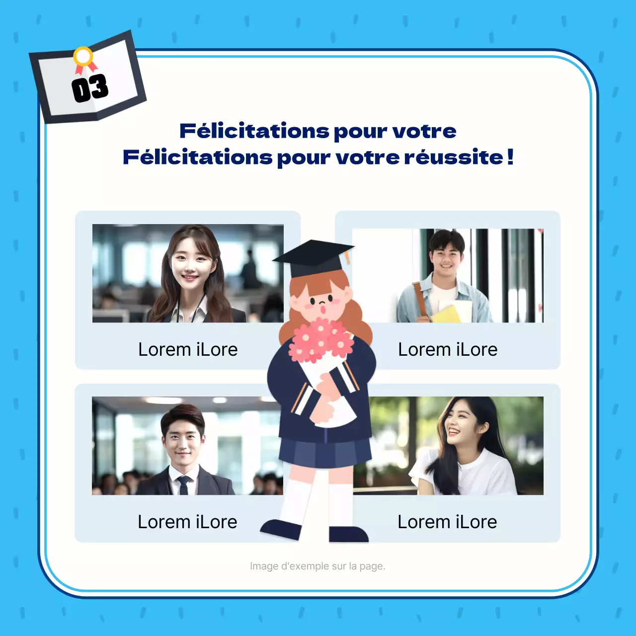 Poste d'achèvement central bleu et bleu clair