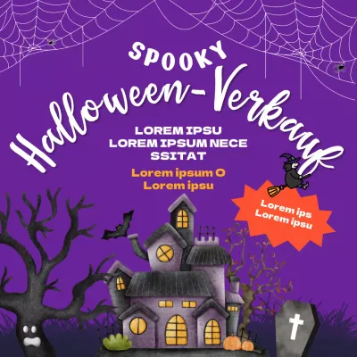 Lila und weiße Fantasie Halloween Sale-Werbung