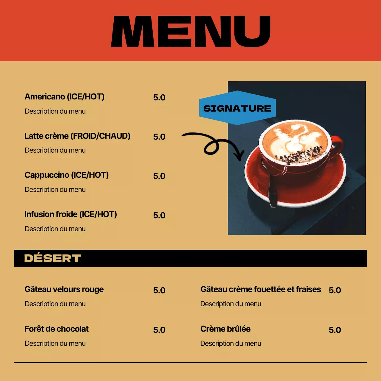 Promouvoir un café d'inspiration vintage en jaune et rouge