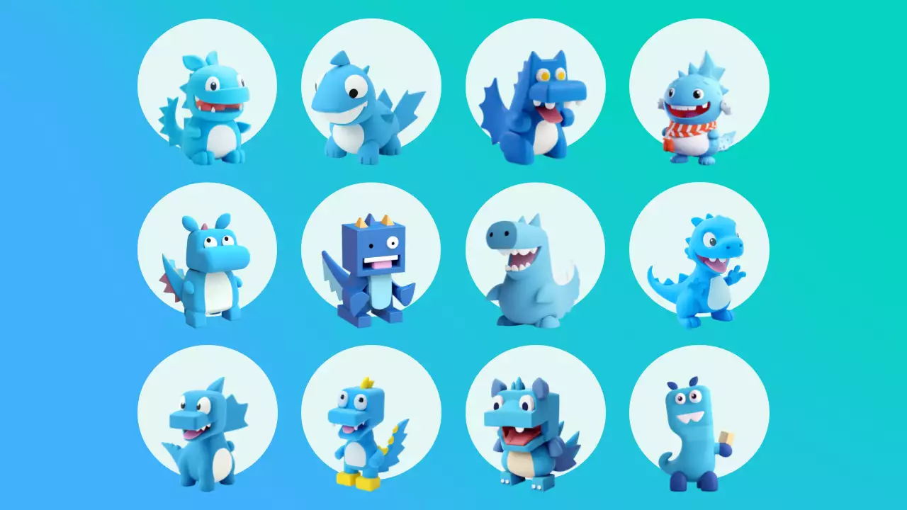 Mignons personnages de dragons bleus