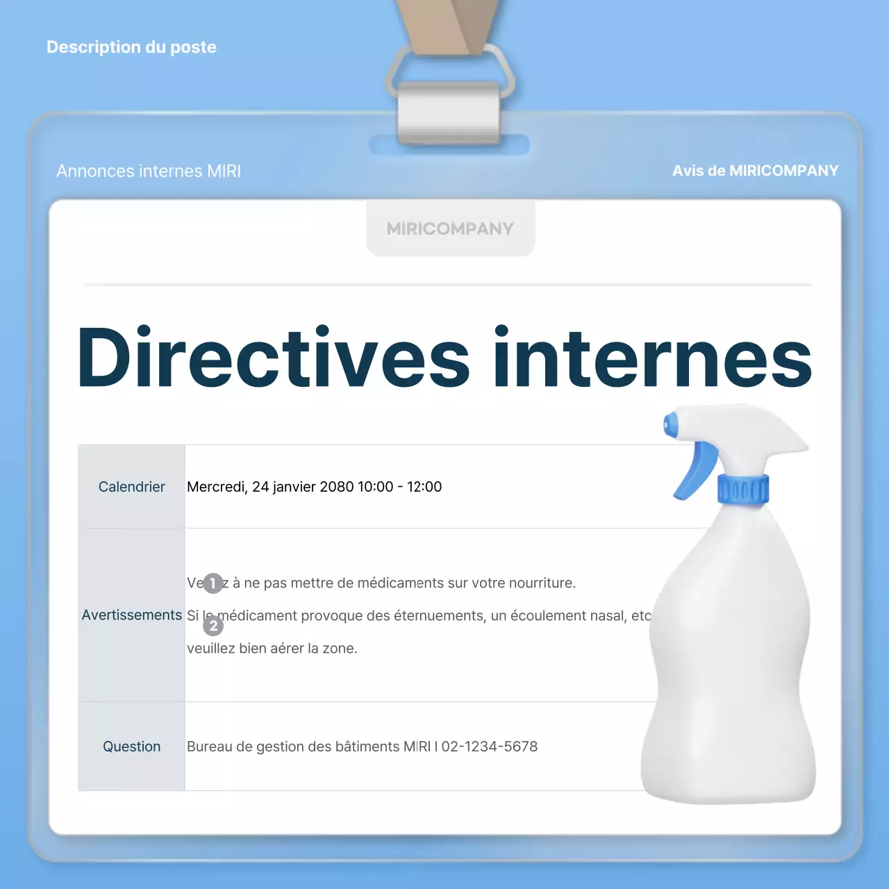 Planificateur moderne de faire-part d'entreprise d'un an en blanc et bleu clair