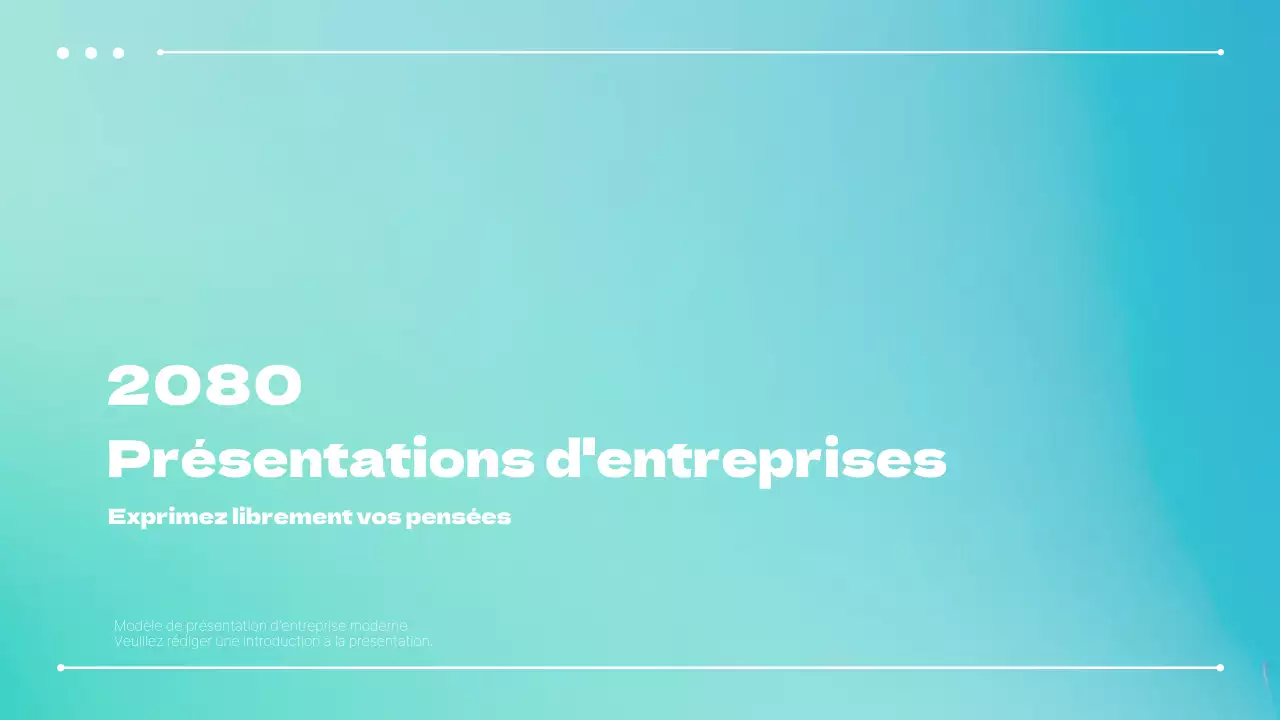 Une présentation d'entreprise simple en bleu et menthe