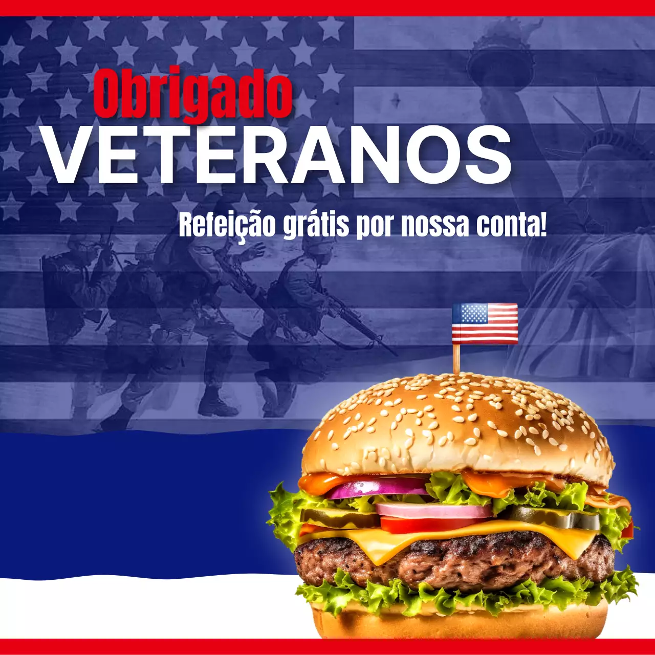 promoção patriótica do dia dos veteranos vermelho branco azul