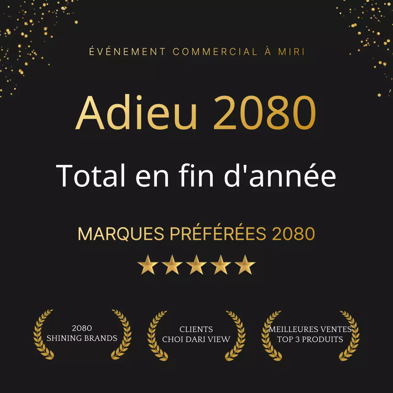 Annoncez une luxueuse vente de récompenses de fin d'année en or et noir