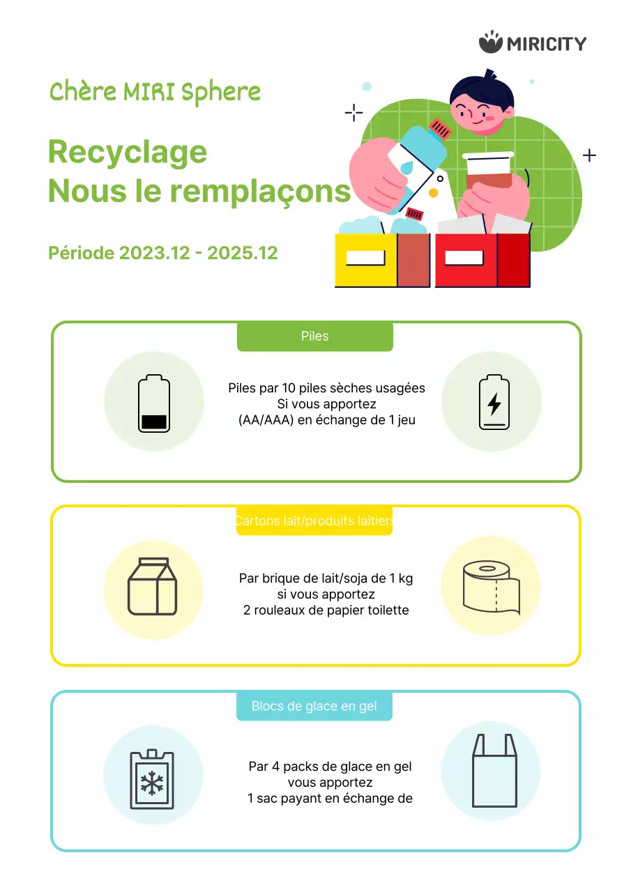 Promouvoir un simple échange de recyclage vert et jaune