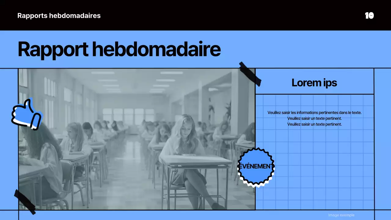 Matériel de réunion kitsch en bleu