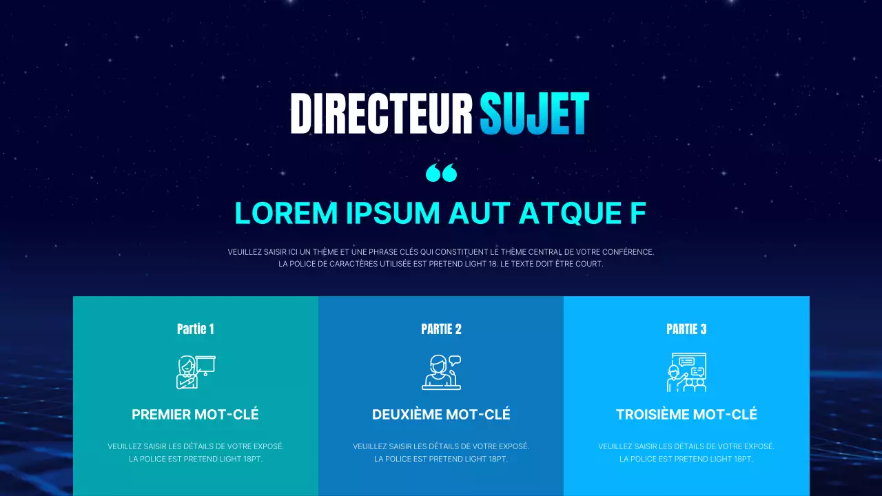 Présentation de conférence simple en bleu marine et bleu clair