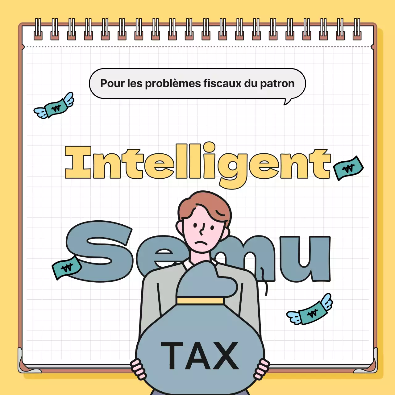 Informations fiscales minimalistes en jaune et bleu