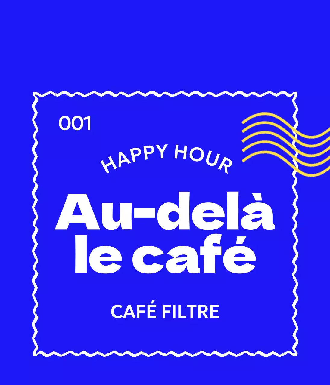 Marchandise simple de café avec texte incurvé et vagues jaunes