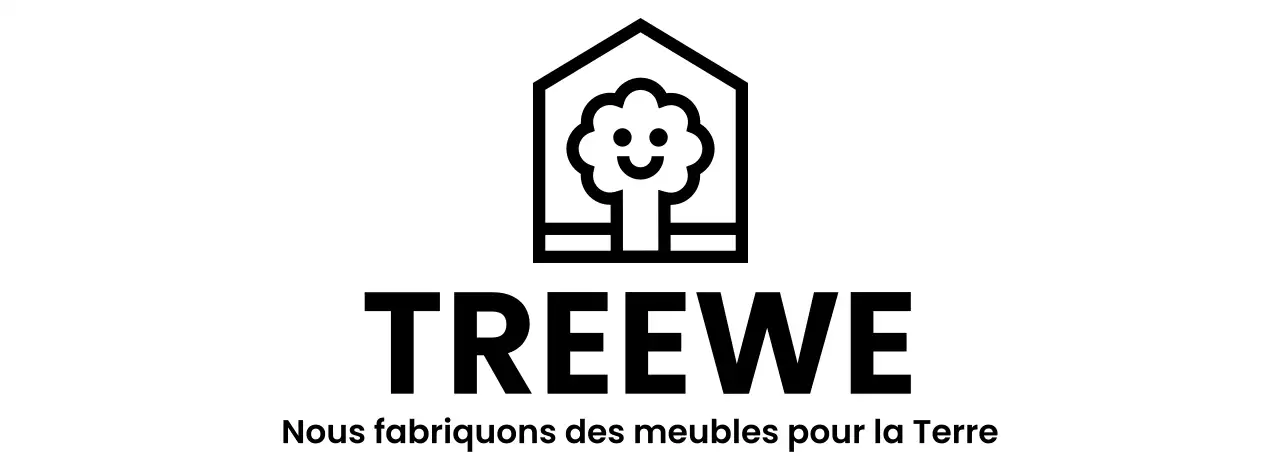 Design d'une entreprise de meubles avec un logo de marque représentant un arbre dans une maison