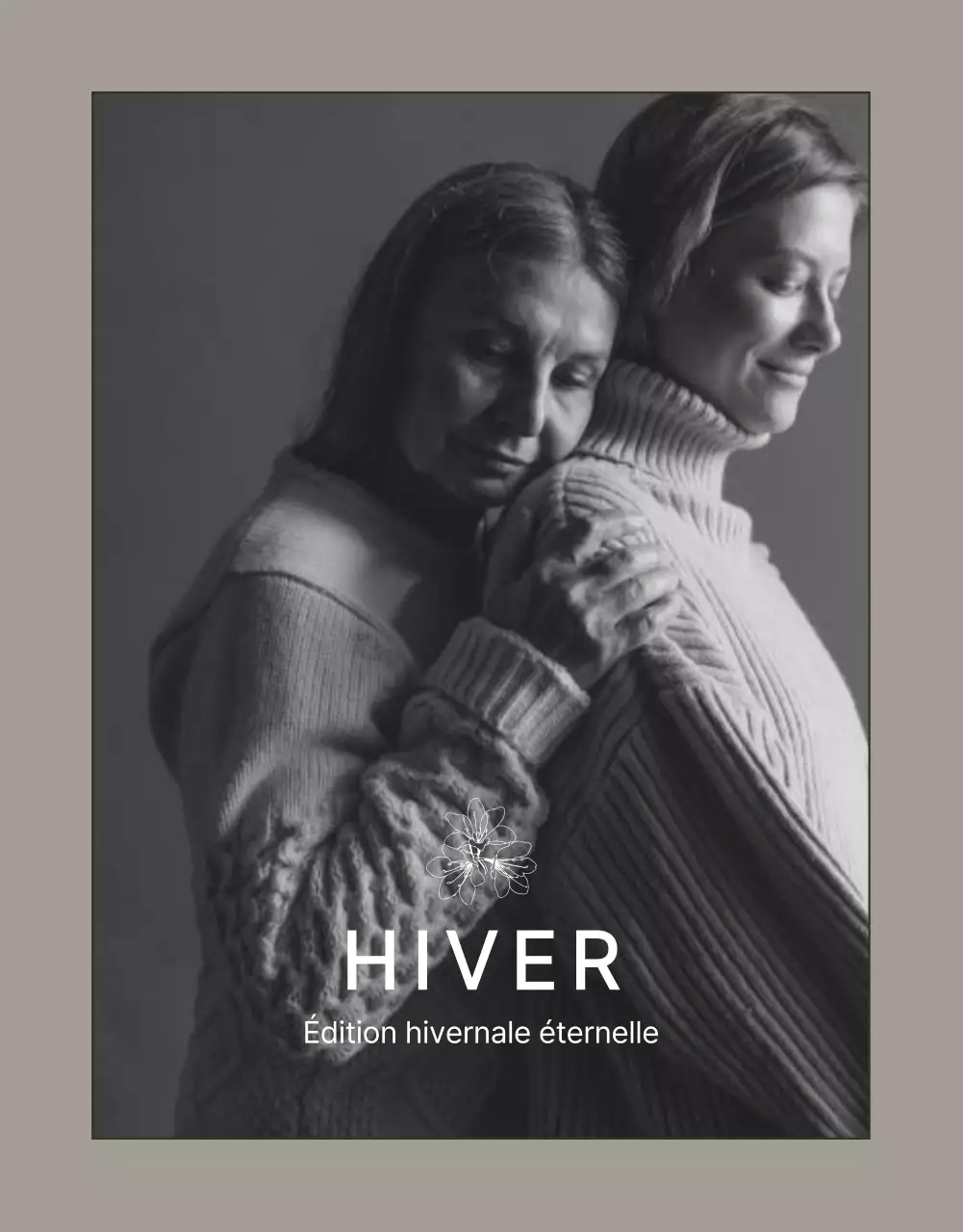 Publicité pour des tricots d'hiver modernes en beige et marron