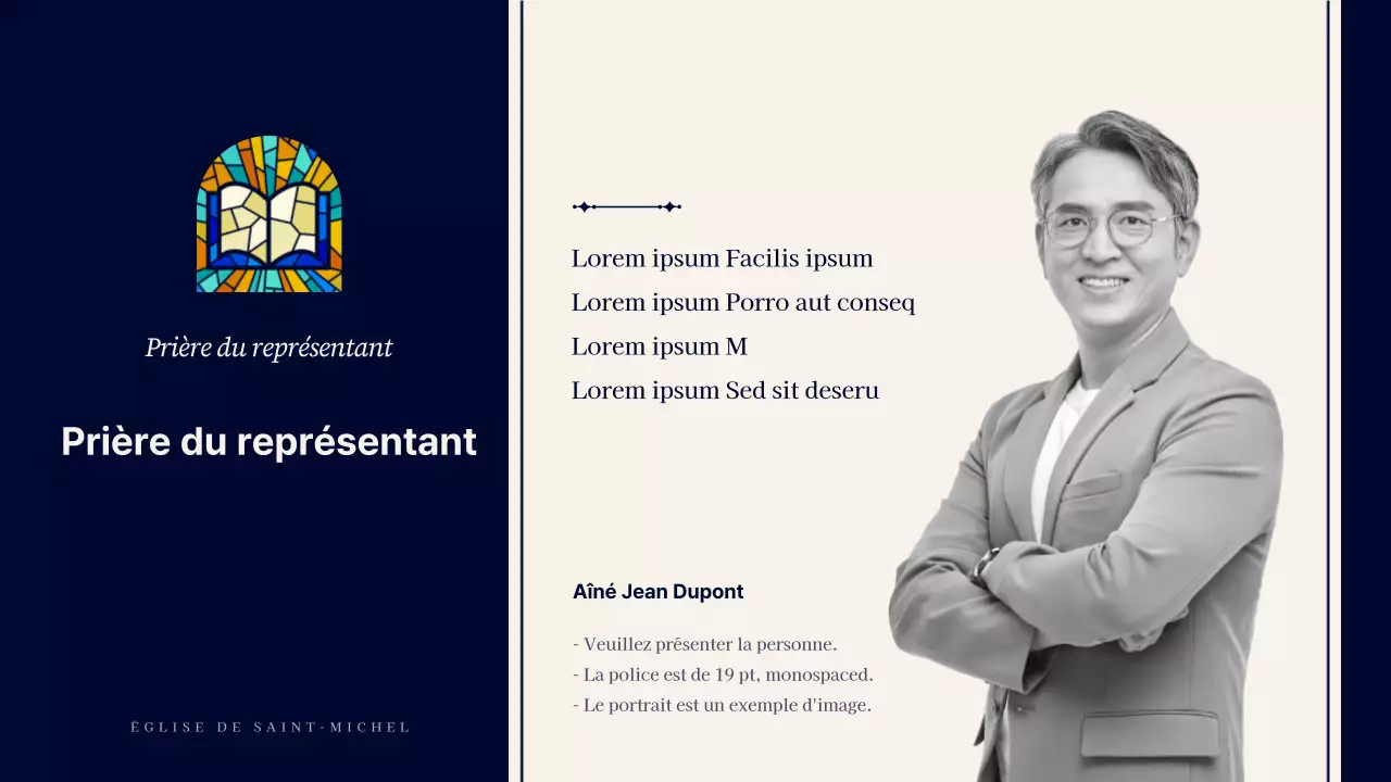 Un guide pour des services religieux simples en bleu marine et beige