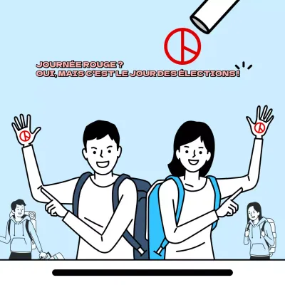 Promouvoir le vote avec de simples couleurs rouge et bleu clair