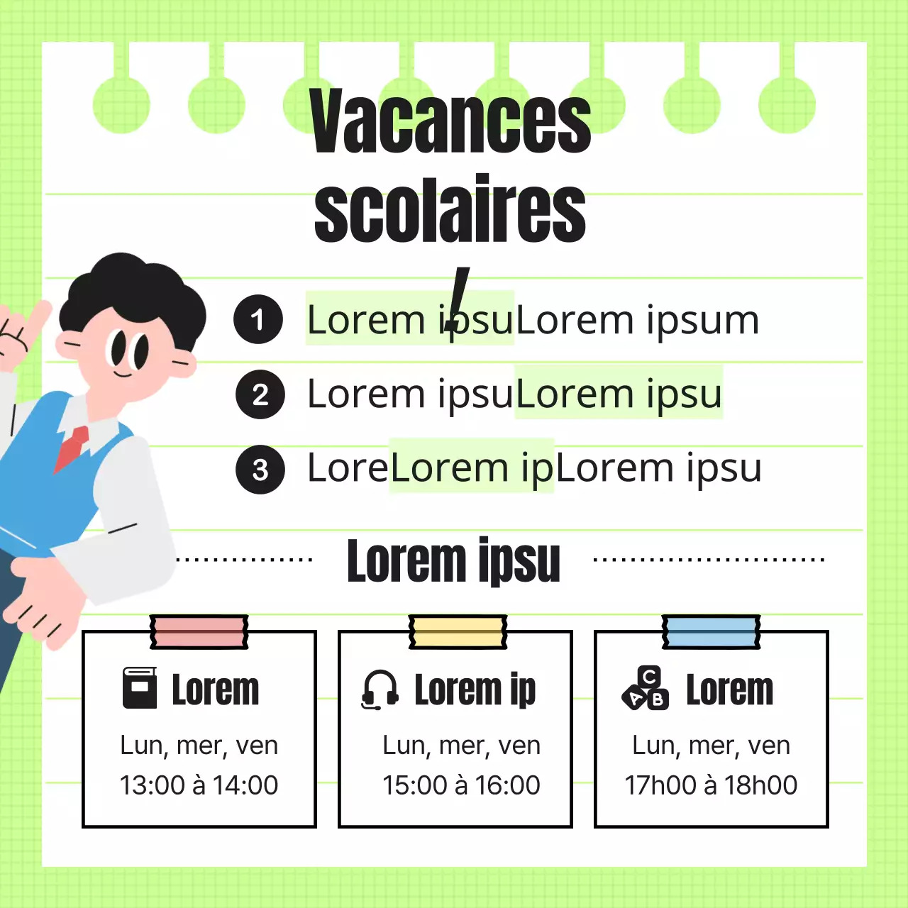 Promouvoir les offres spéciales pour la rentrée scolaire avec des accents vert lime