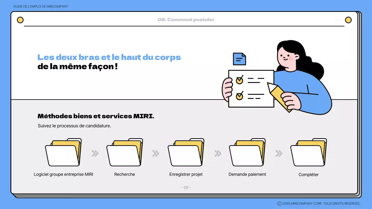 Matériel de formation pour le livre d'accueil bleu et jaune