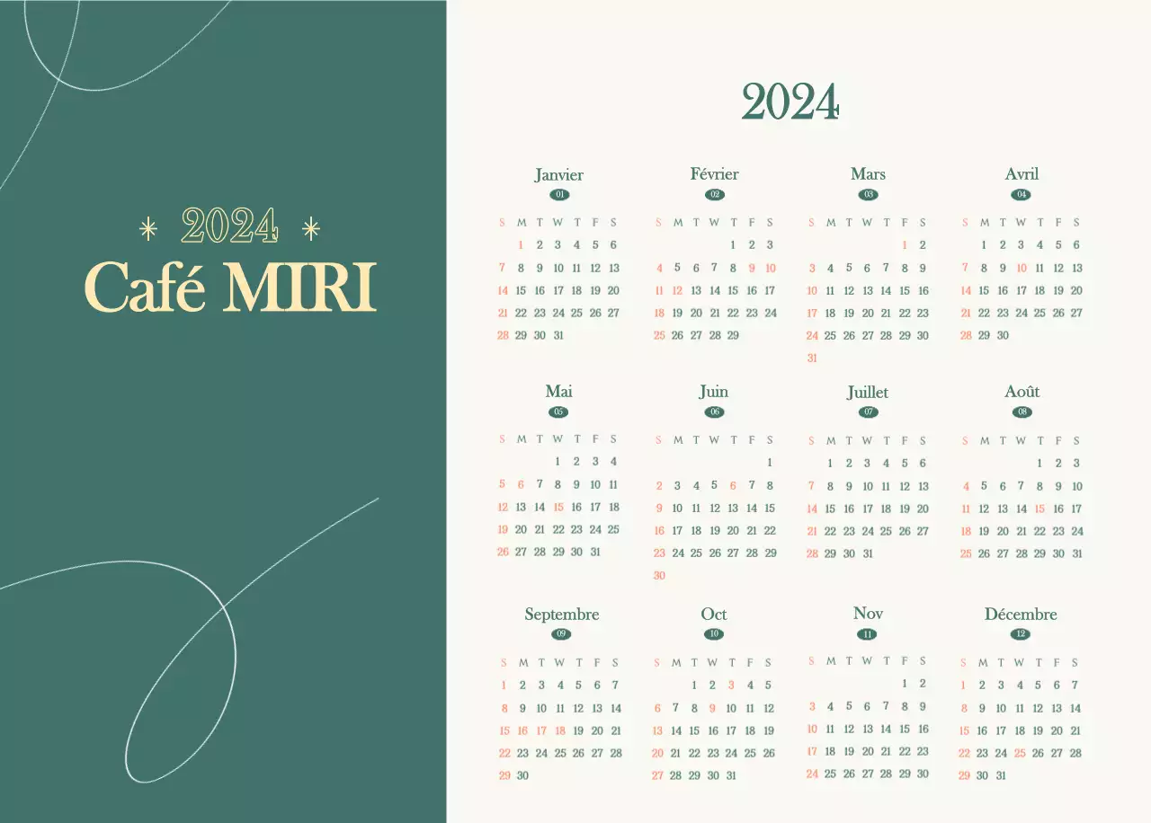 Calendrier des cafés avec recommandation de la boisson du mois