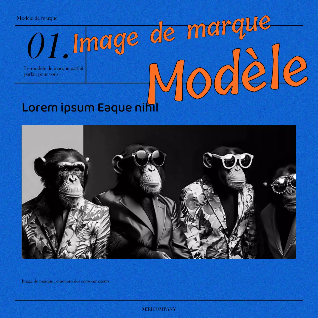 Une déclaration de marque simple en bleu et orange