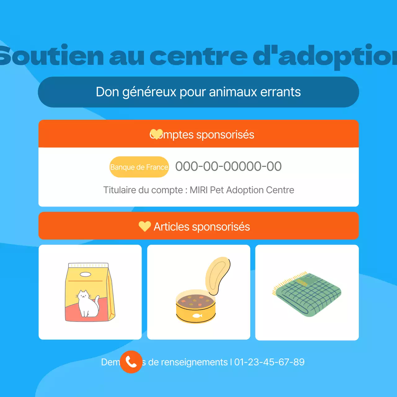 Faites la promotion de votre centre d'adoption d'animaux de compagnie dans un style orange et mignon