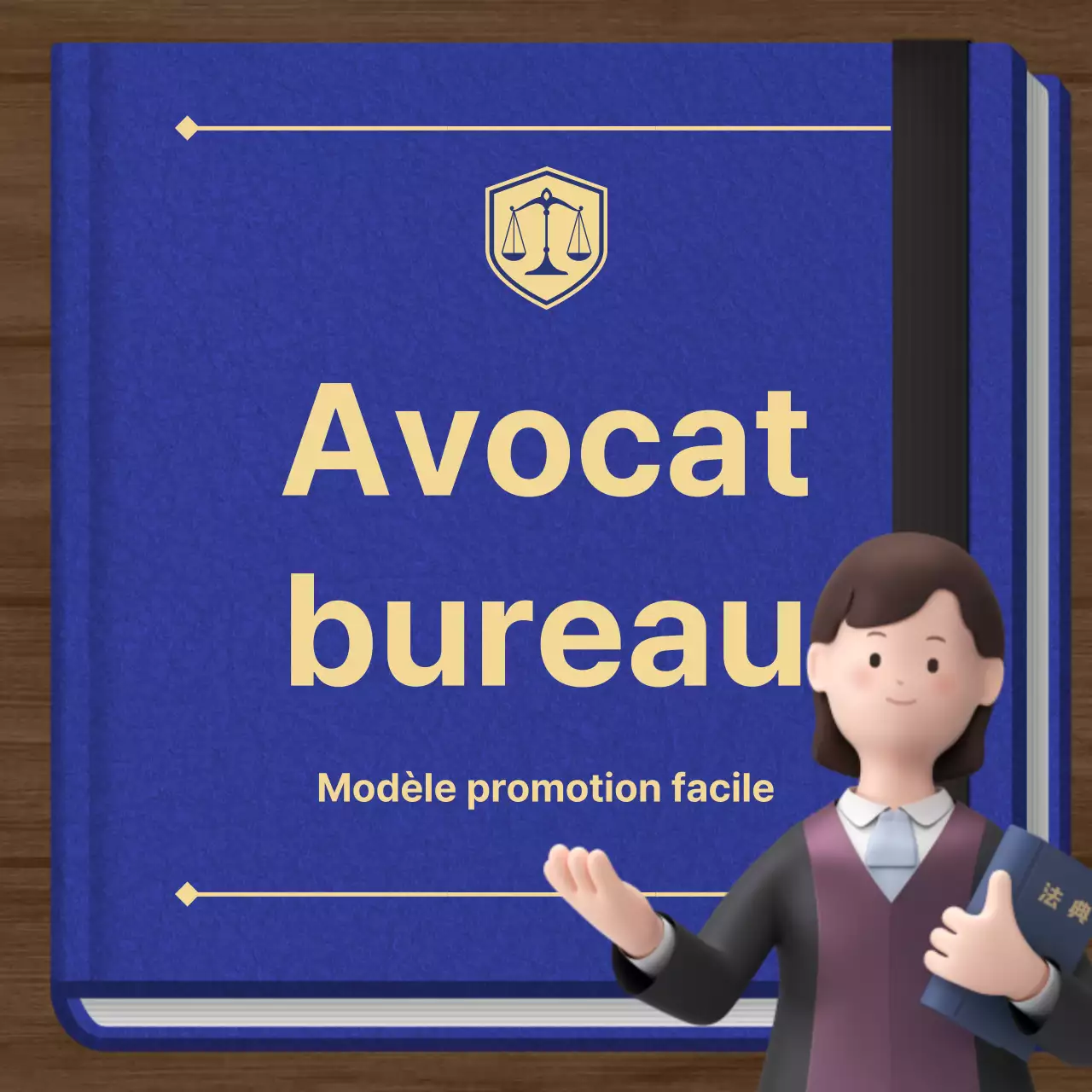 Une simple promotion d'un cabinet d'avocats en bleu marine et or