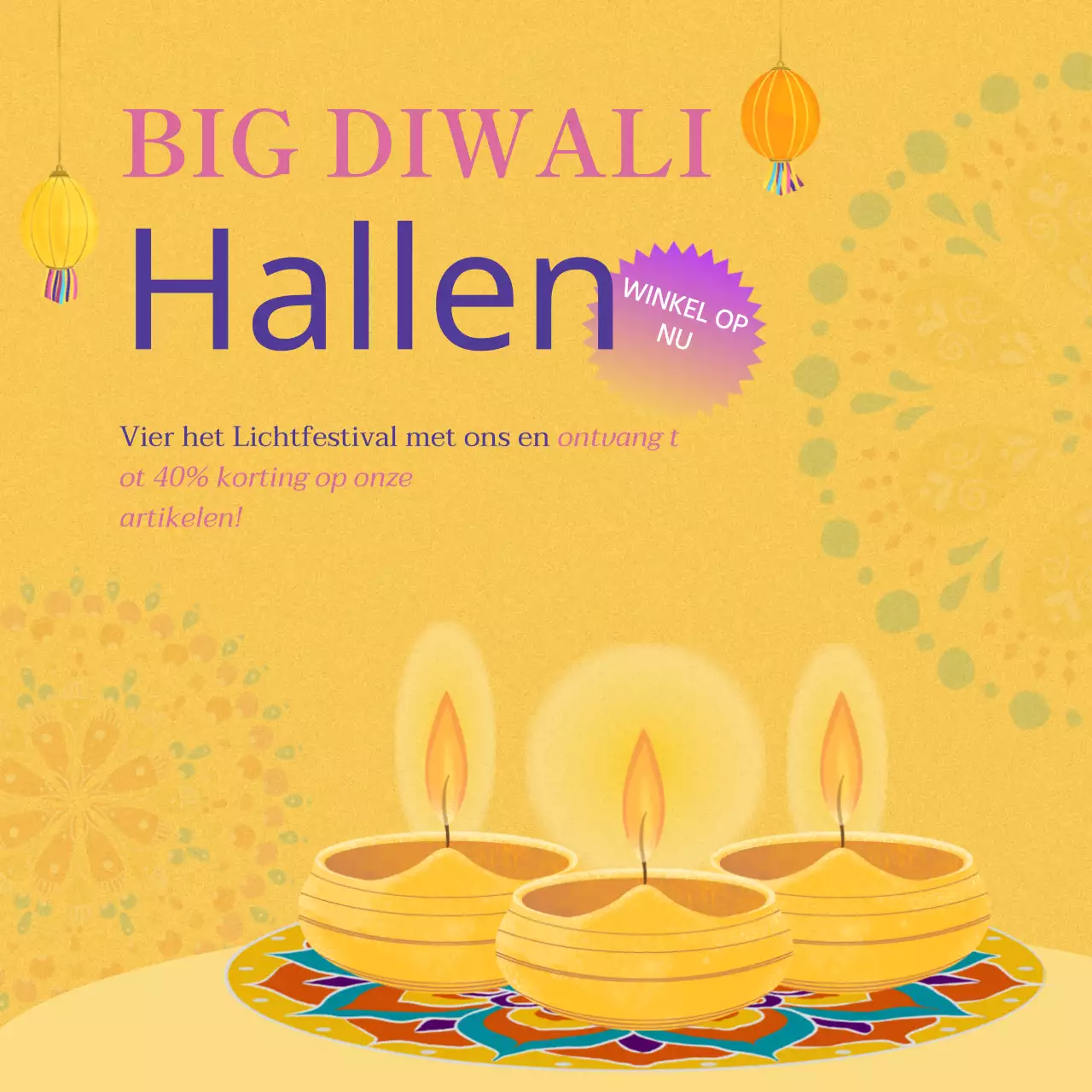 Gouden en paarse elegante Diwali uitverkoopactie