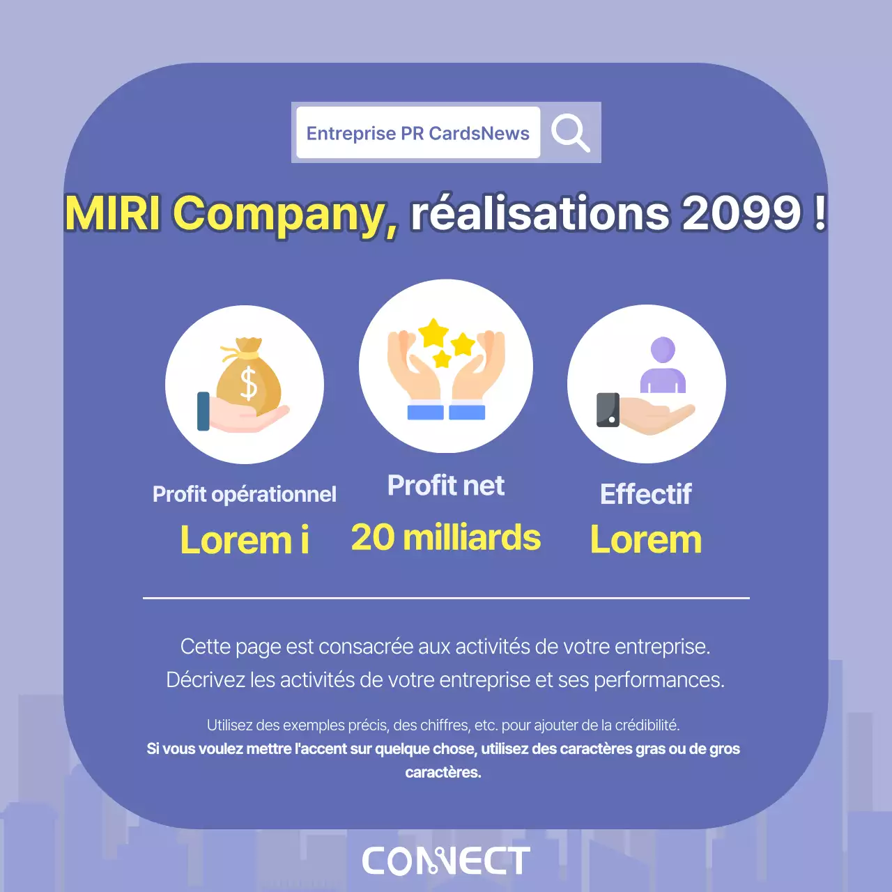 Une lettre de motivation d'entreprise minimaliste en violet et jaune