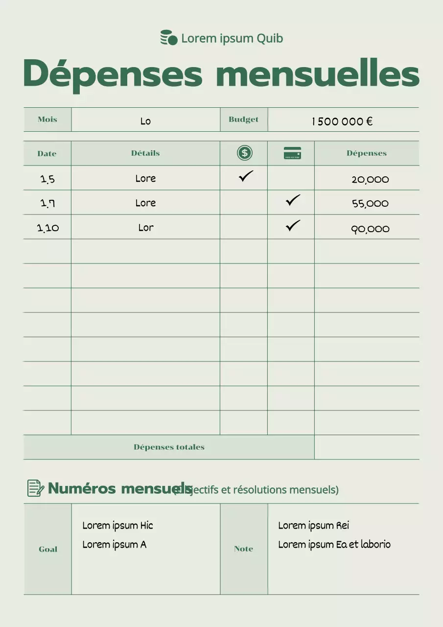 Planificateur de poche simple pour les résumés et les annuaires