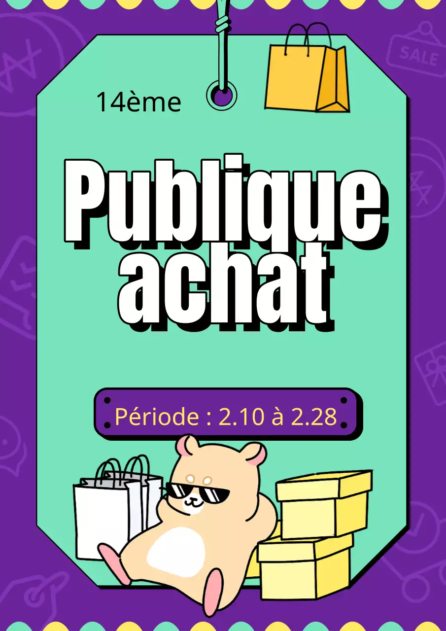 Une simple annonce de co-buy en violet et menthe