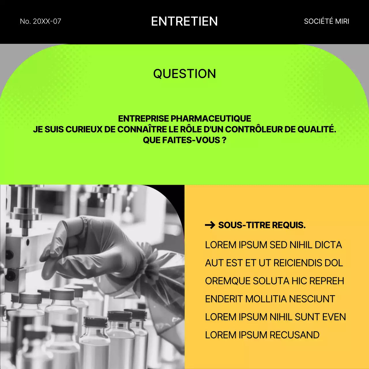 Poste d'entretien d'embauche géométrique jaune et fluorescent