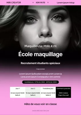 Annonce d'une conférence spéciale sur le maquillage simple rose et noir