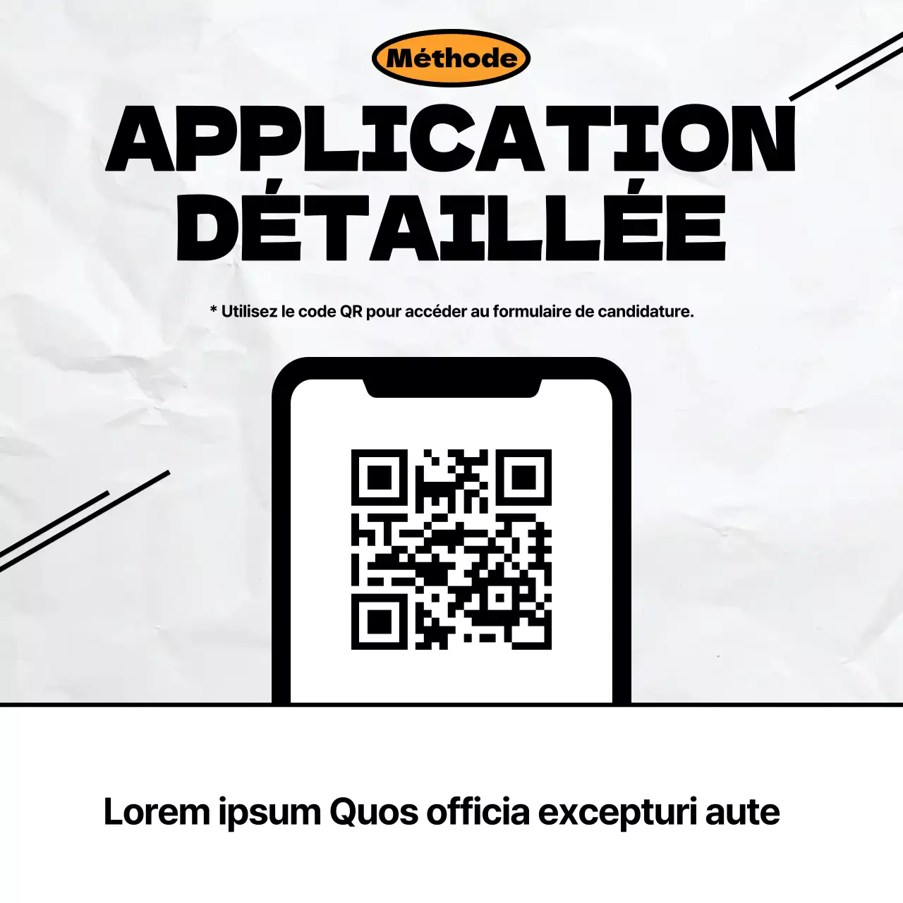 Annonce minimaliste de recrutement d'un club de football en noir et orange