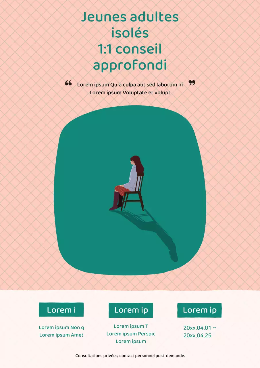 Offre d'emploi minimaliste en rose et vert dans le domaine de l'orientation des jeunes