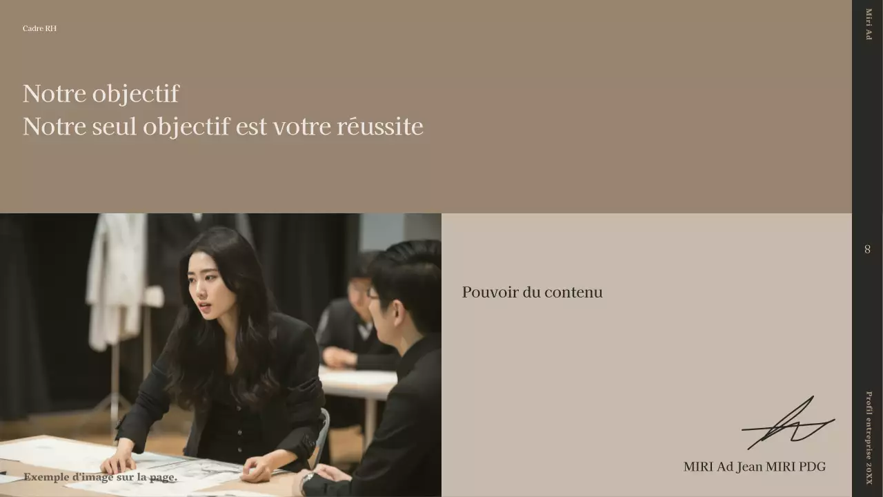 Un profil d'entreprise simple et narratif en beige