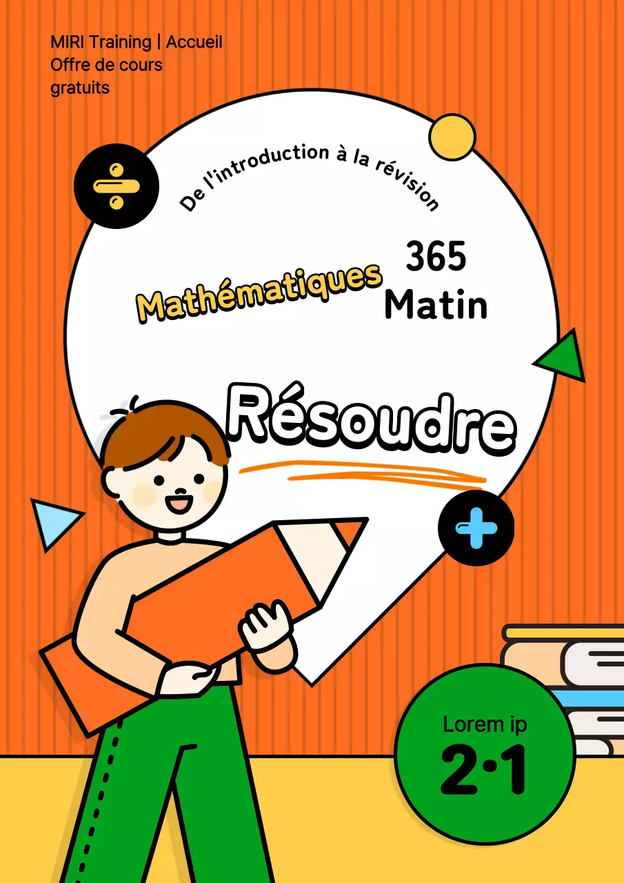 Un joli livre de mathématiques orange et vert pour l'école primaire