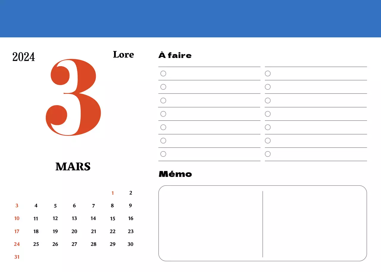 Sous-verres rétro rouges et bleus calendrier de mémoire