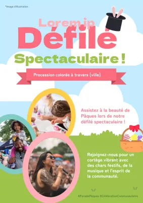 Publicité pour la parade de Pâques sur le thème de la nature en rose et vert