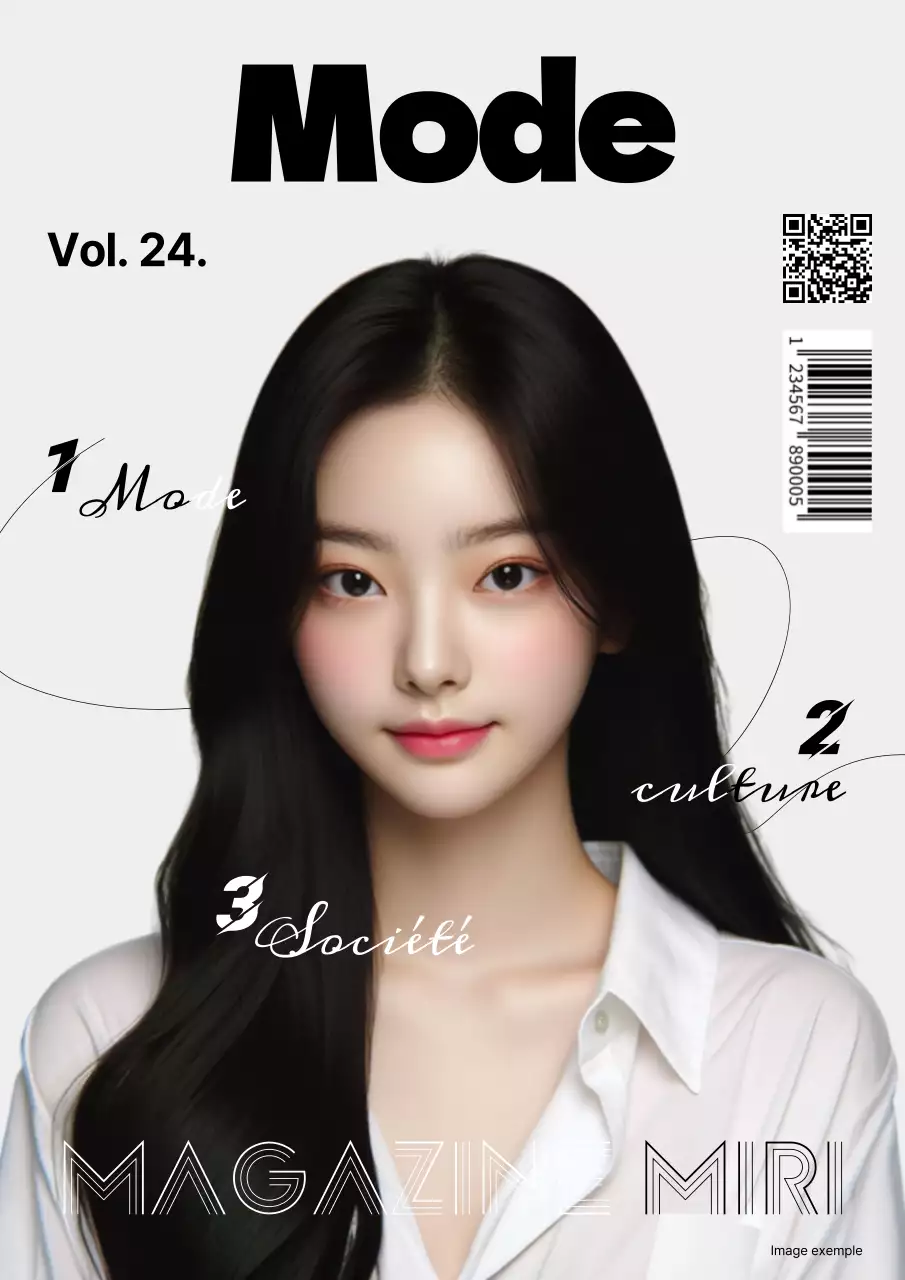 Couverture de magazine de mode classique en noir et blanc