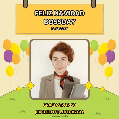 Aviso kitsch cal y amarillo Feliz Día del Jefe