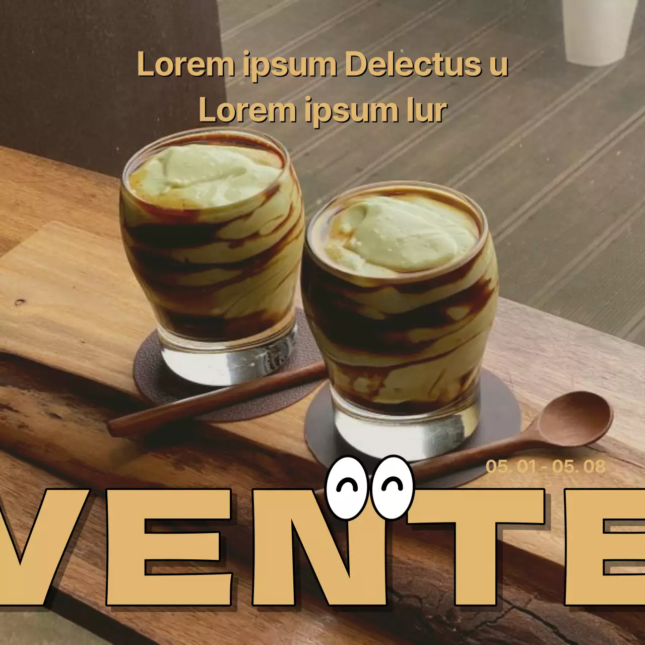 Promouvoir un café d'inspiration vintage en jaune et rouge