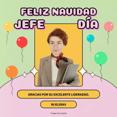 Aviso kitsch cal y lila Feliz Día del Jefe