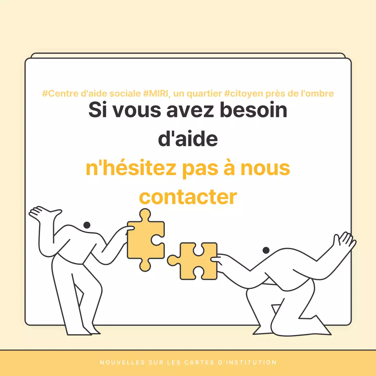 Une lettre d'information de base jaune et blanche du bureau d'aide sociale