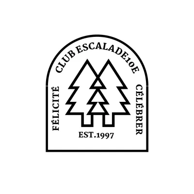Camping club avec un logo en forme d'arc avec une illustration d'arbre