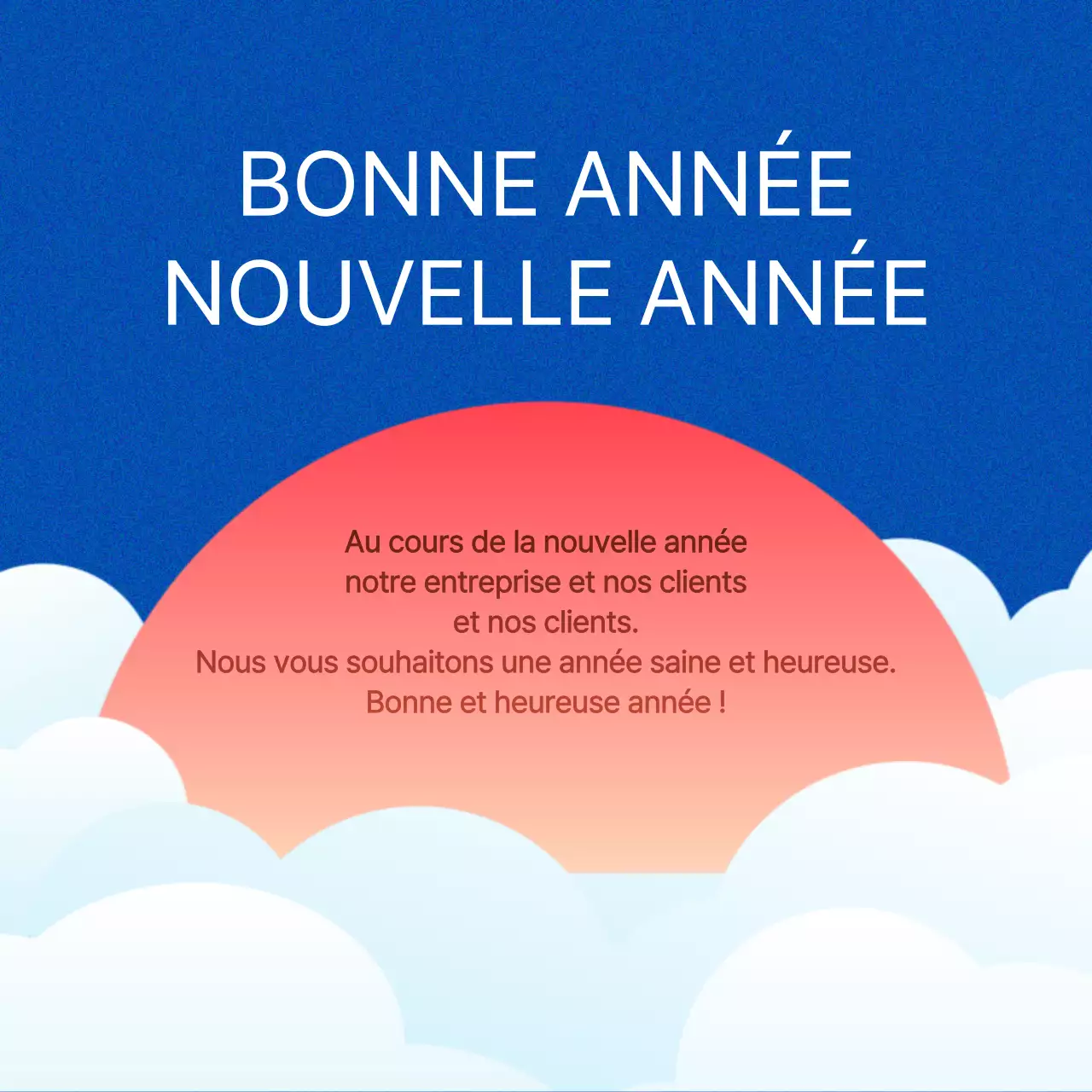 Un simple faire-part de Nouvel An en bleu et rose
