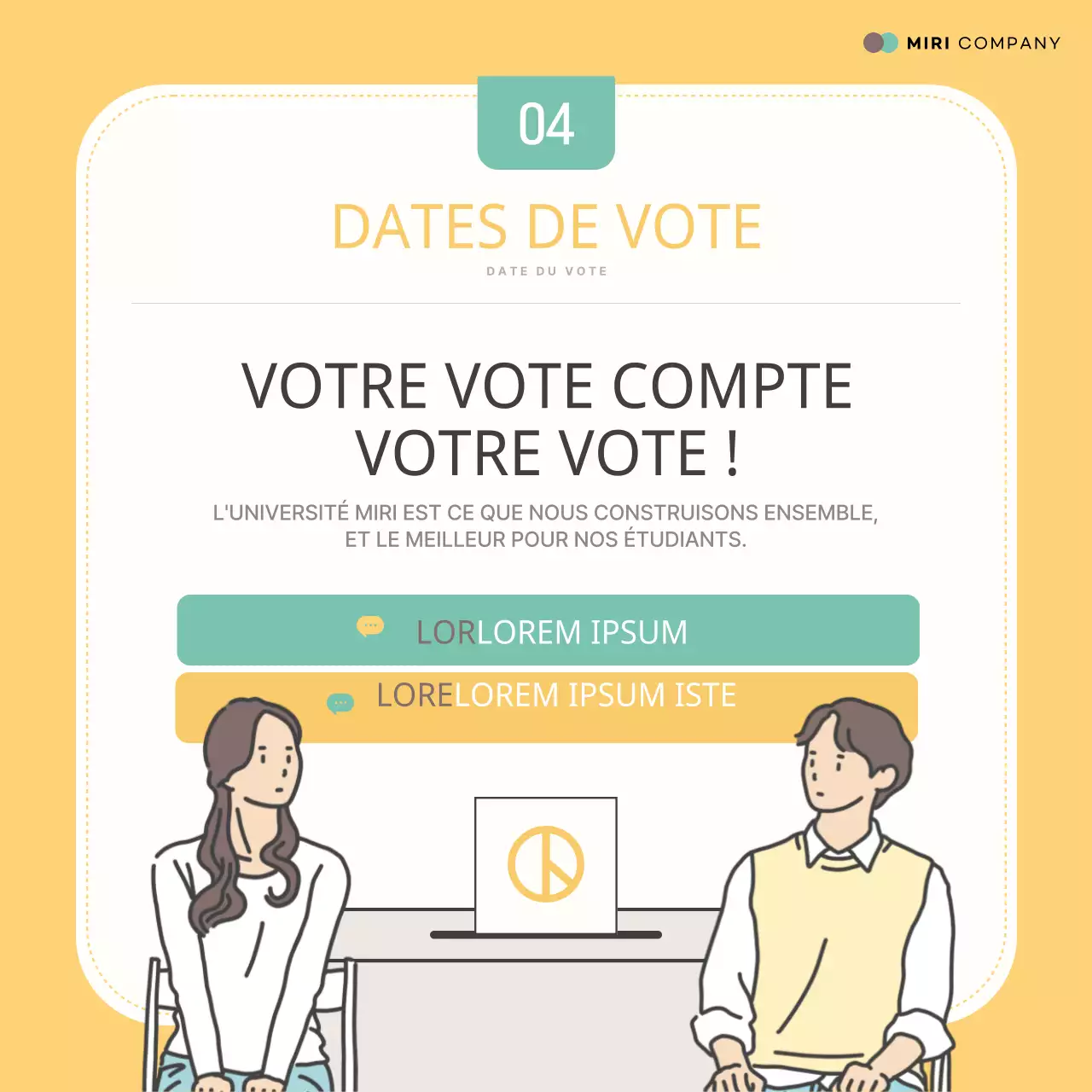 Promouvoir la promesse d'un gouvernement étudiant jaune et menthe à la mode