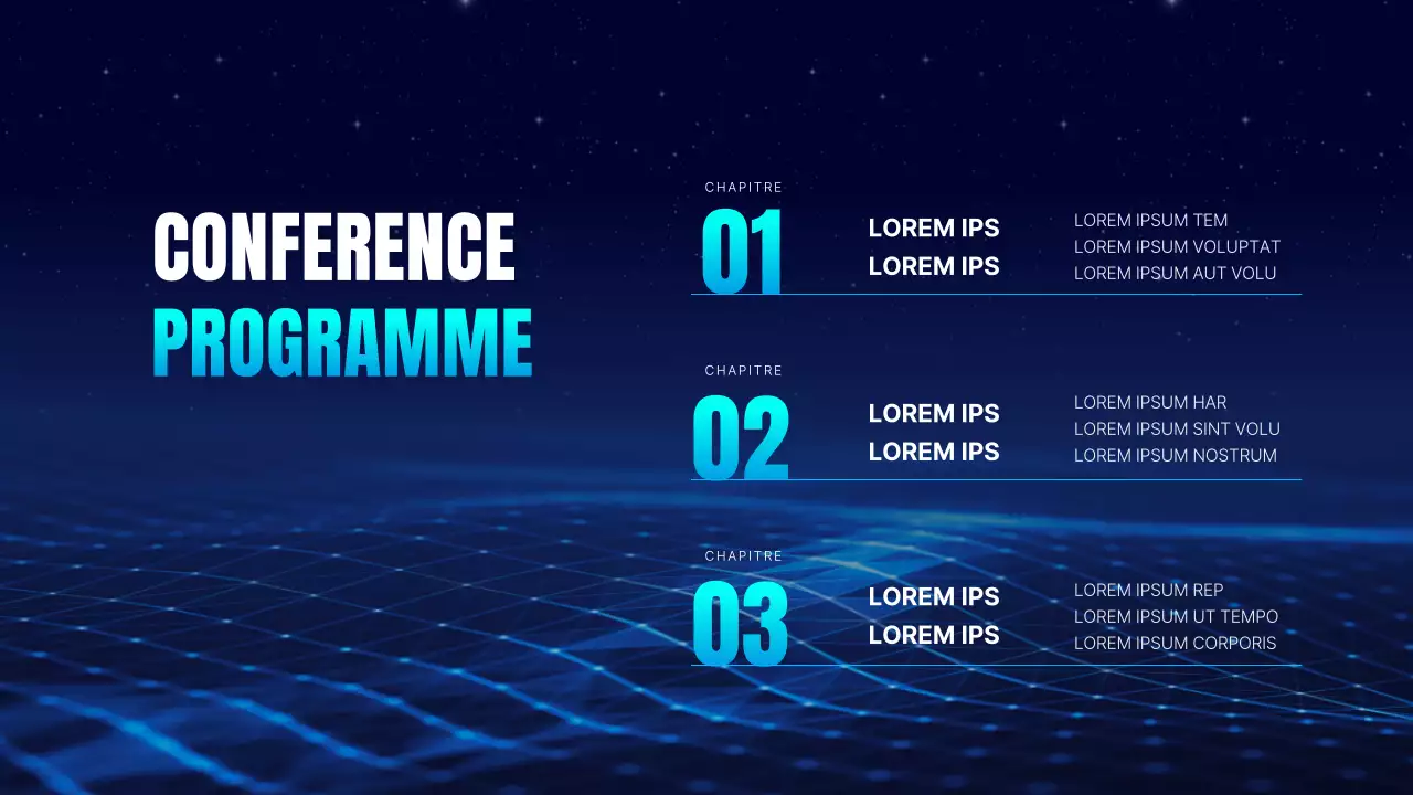 Présentation de conférence simple en bleu marine et bleu clair