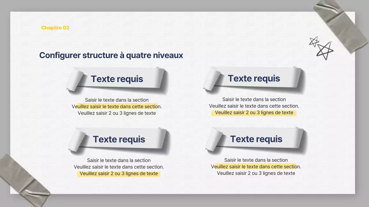 Une présentation de l'organisation de l'entreprise en gris et bleu marine