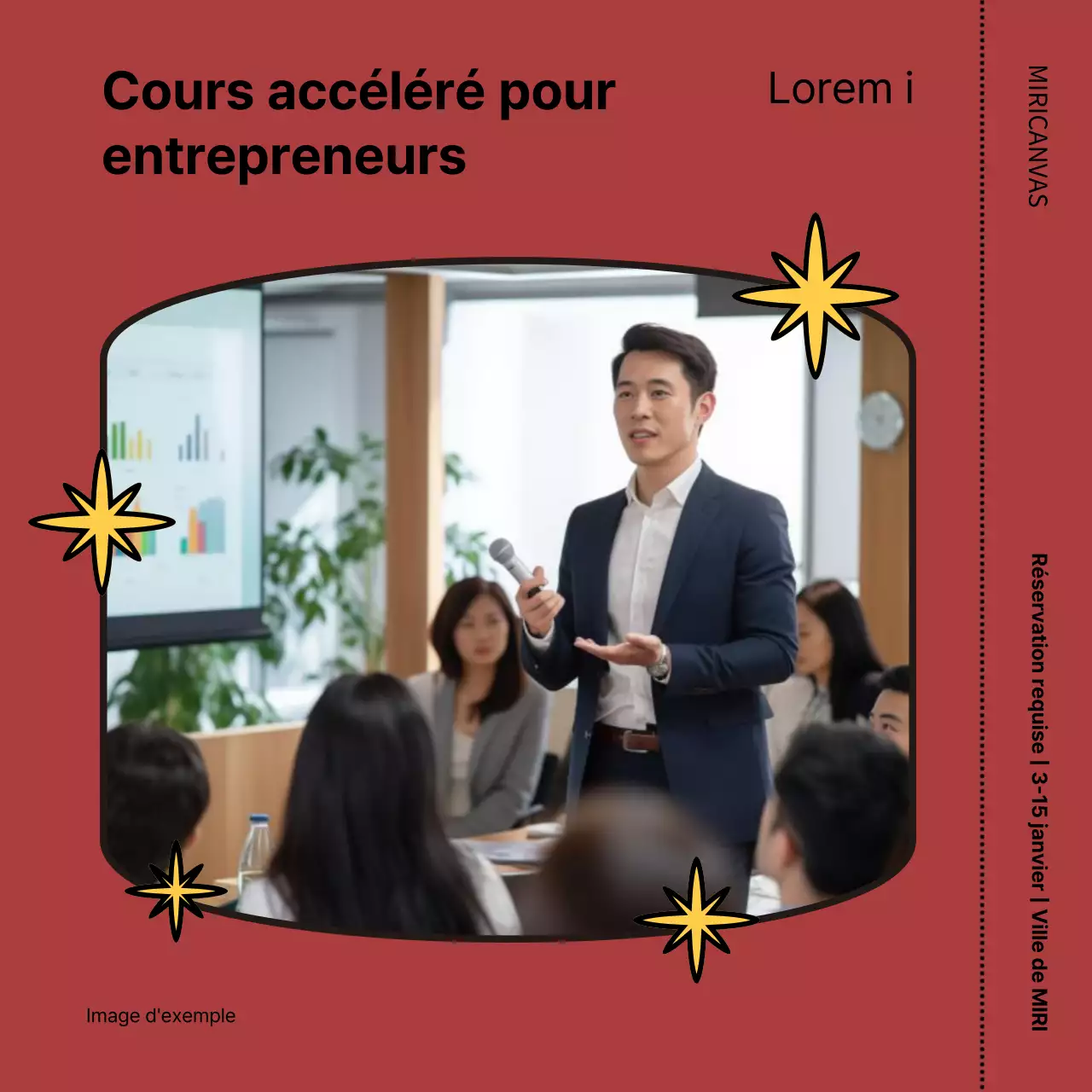 Promouvoir un cours accéléré sur les éléments essentiels du Nouvel An en rouge et jaune