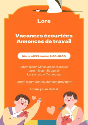 Annonces d'horaires réduits pendant les vacances dans le schéma traditionnel des couleurs rouge et jaune